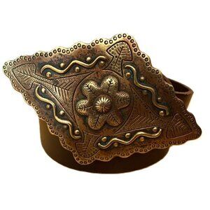 Vintage copper buckle leather belt by Cable Car Clothiers Allen McCarthy